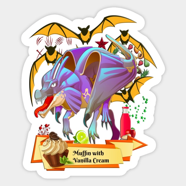 King Dragon with Yellow Bats Sticker by black8elise